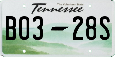 TN license plate B0328S