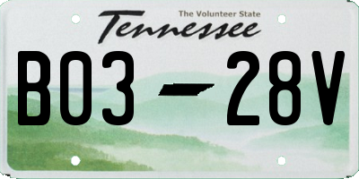 TN license plate B0328V