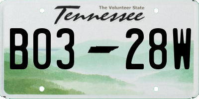 TN license plate B0328W