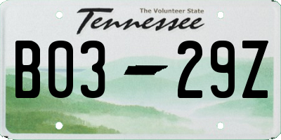 TN license plate B0329Z