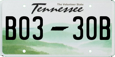 TN license plate B0330B