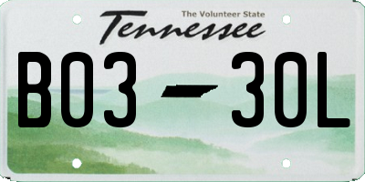 TN license plate B0330L