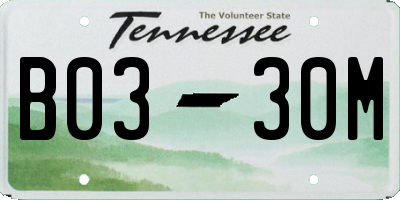 TN license plate B0330M