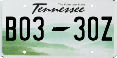 TN license plate B0330Z