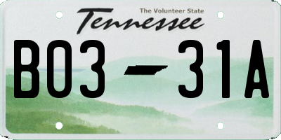 TN license plate B0331A