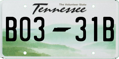 TN license plate B0331B