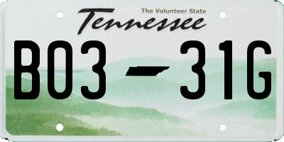 TN license plate B0331G