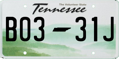 TN license plate B0331J