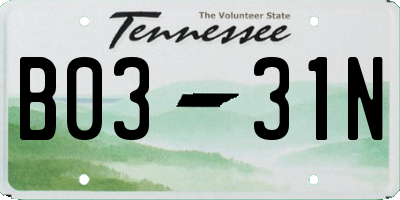TN license plate B0331N