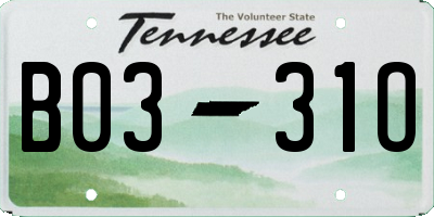 TN license plate B0331O