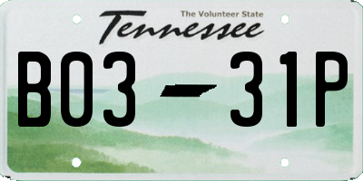 TN license plate B0331P