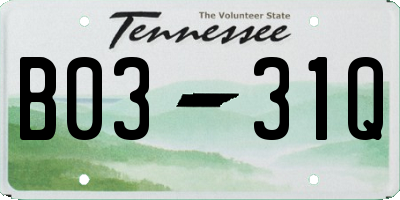 TN license plate B0331Q