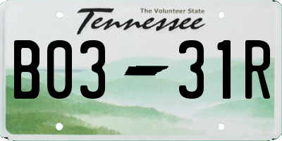 TN license plate B0331R