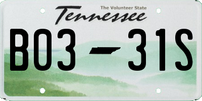 TN license plate B0331S