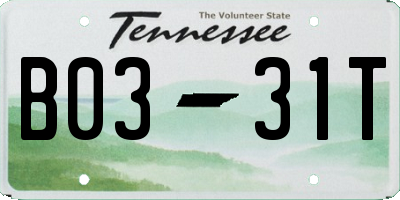 TN license plate B0331T