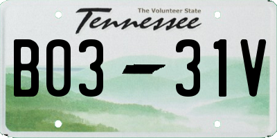 TN license plate B0331V