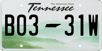 TN license plate B0331W