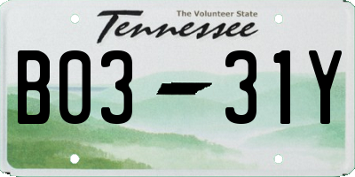 TN license plate B0331Y