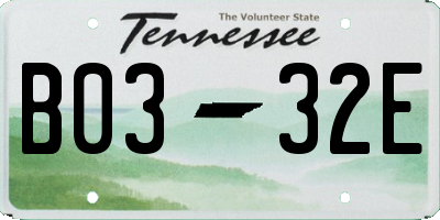 TN license plate B0332E