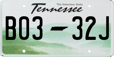 TN license plate B0332J