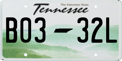 TN license plate B0332L