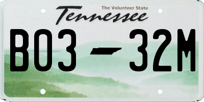 TN license plate B0332M