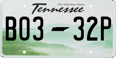 TN license plate B0332P