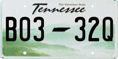 TN license plate B0332Q