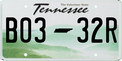 TN license plate B0332R