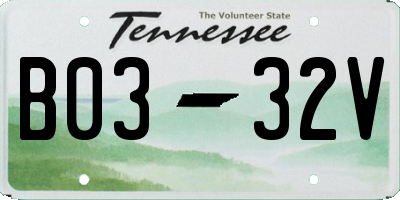 TN license plate B0332V