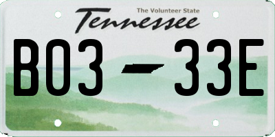 TN license plate B0333E
