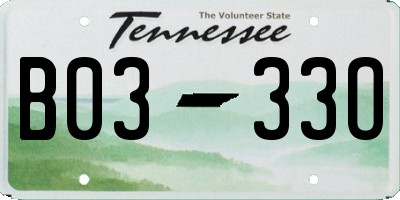TN license plate B0333O