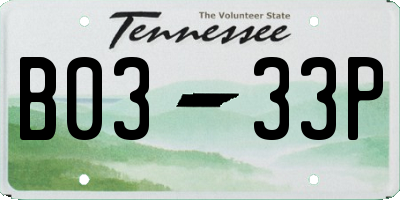 TN license plate B0333P