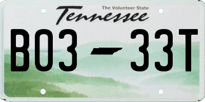 TN license plate B0333T