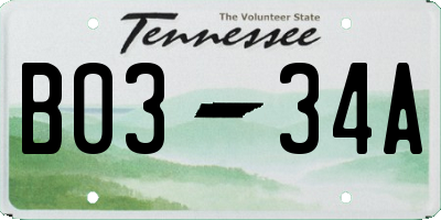 TN license plate B0334A