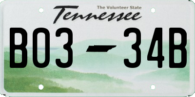 TN license plate B0334B