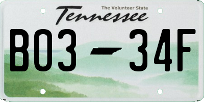 TN license plate B0334F