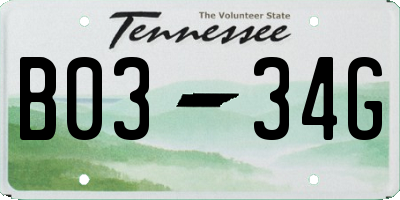TN license plate B0334G