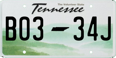 TN license plate B0334J