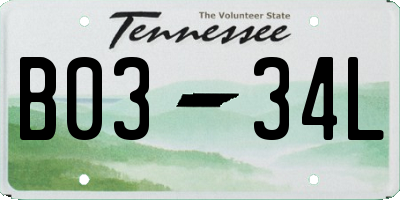 TN license plate B0334L