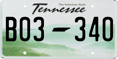 TN license plate B0334O