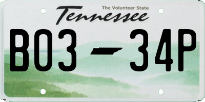 TN license plate B0334P