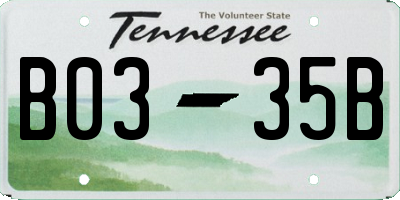 TN license plate B0335B