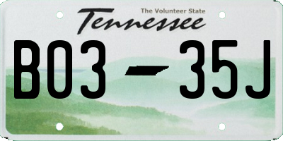 TN license plate B0335J