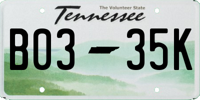 TN license plate B0335K