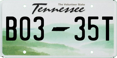 TN license plate B0335T