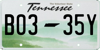 TN license plate B0335Y