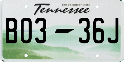 TN license plate B0336J
