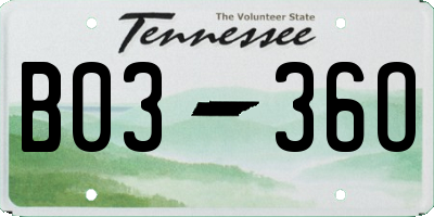 TN license plate B0336O