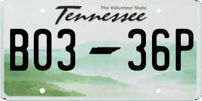 TN license plate B0336P